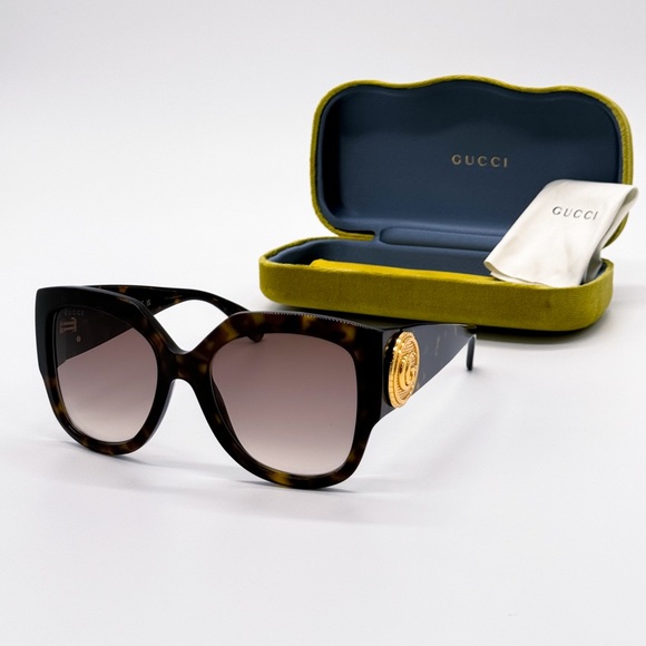 NEW GUCCI GG1407S 003 HAVANA BROWN WOMEN SQUARE SUNGLASSES GUCCI - Picture 3 of 11